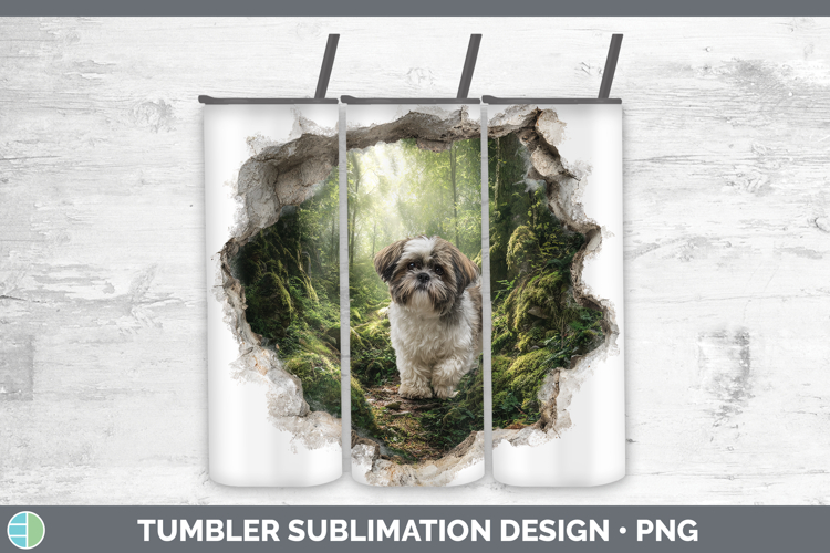 Shih Tzu Dogs 02 3D Hole Tumbler Sublimation Design