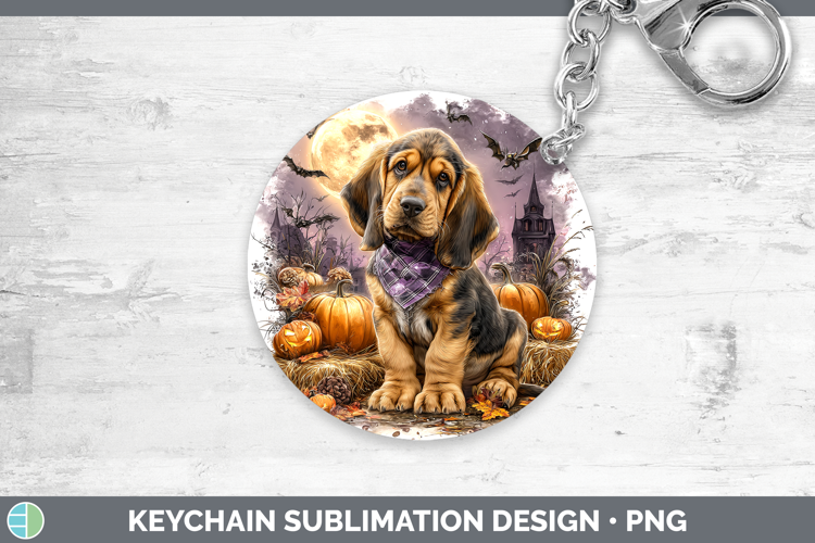 Dogs 02 Bandana Halloween Bloodhound Keychain Sublimation Ke