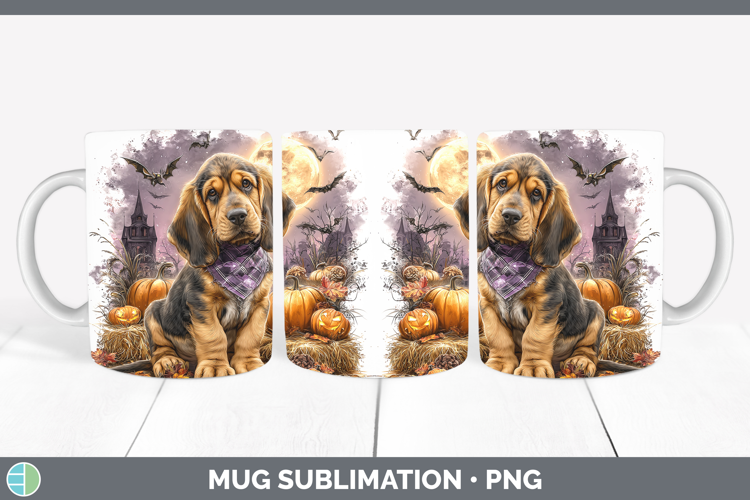 Dogs 02 Bandana Halloween Bloodhound Mug Wrap Sublimation Co