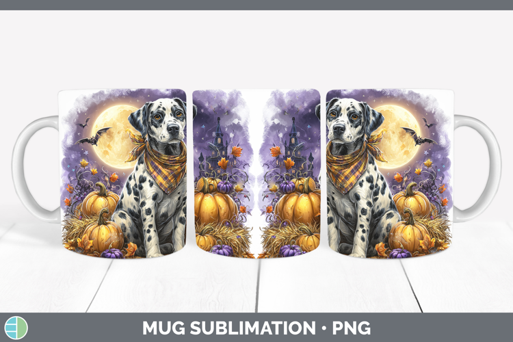 Dogs 02 Bandana Halloween Dalmatian Mug Wrap Sublimation Cof