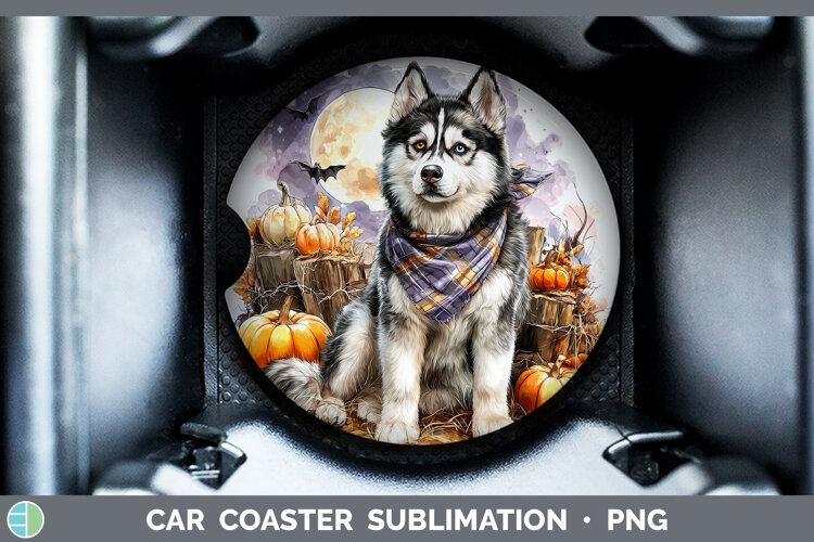 GorgeousDogs 02 Bandana Halloween Car Coaster design.
