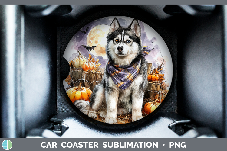 Dogs 02 Bandana Halloween Husky Car Coaster Sublimation Des