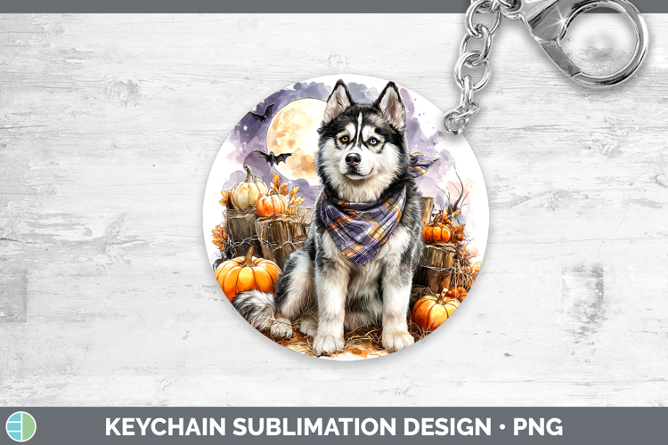 Dogs 02 Bandana Halloween Husky Keychain Sublimation Keyring