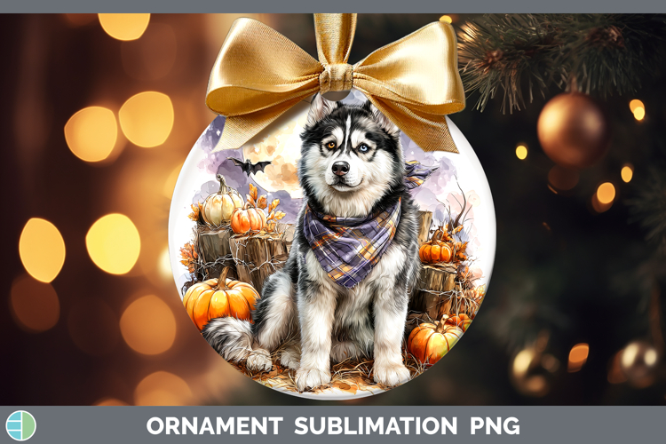 Dogs 02 Bandana Halloween Husky Ornament Sublimation Bauble