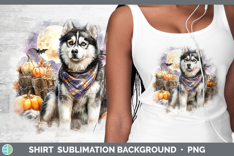 Dogs 02 Bandana Halloween Husky Shirt Sublimation Background