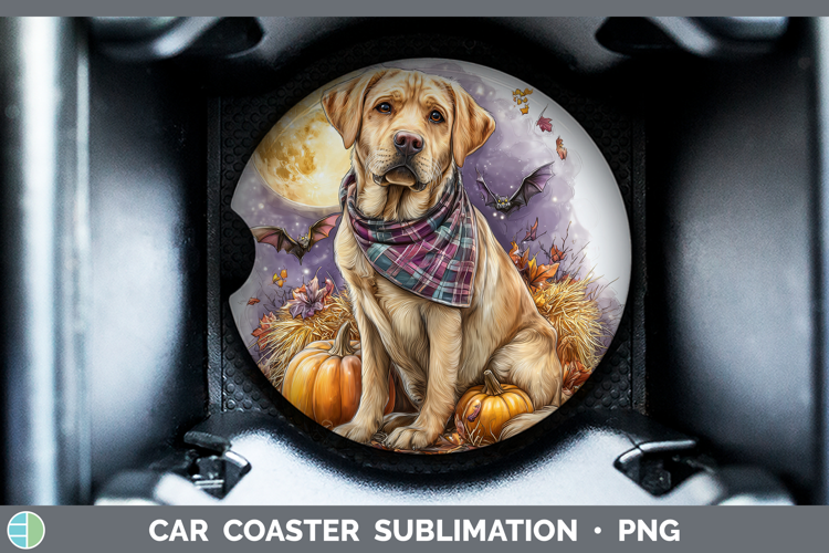 Dogs 02 Bandana Halloween Labrador Retriever Car Coaster Sub