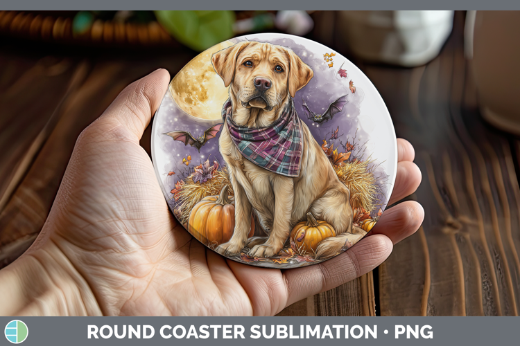 Dogs 02 Bandana Halloween Labrador Retriever Round Coaster S