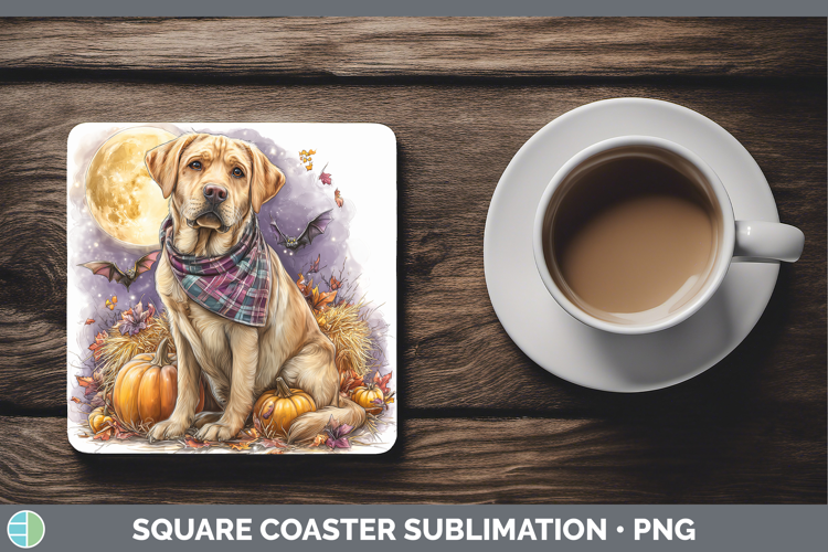 Dogs 02 Bandana Halloween Labrador Retriever Square Coaster