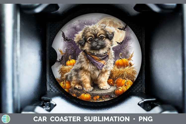Dogs 02 Bandana Halloween Pekingese Car Coaster Sublimation