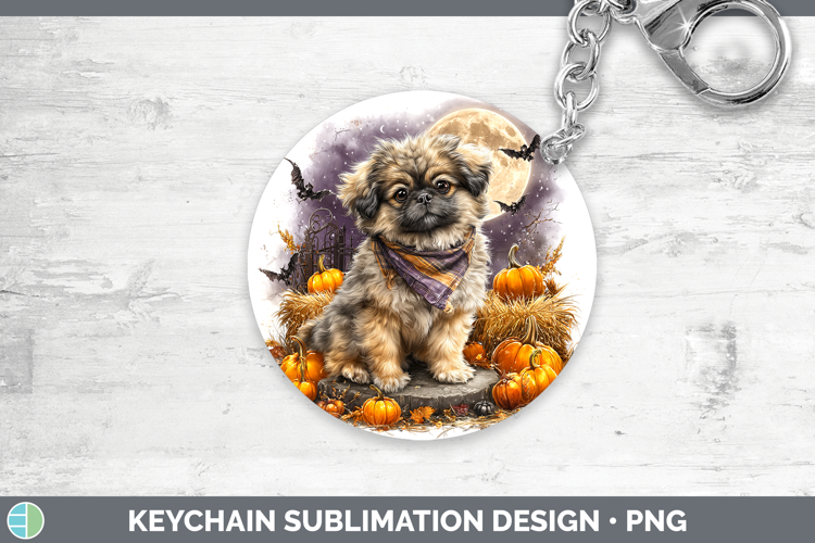 Dogs 02 Bandana Halloween Pekingese Keychain Sublimation Key