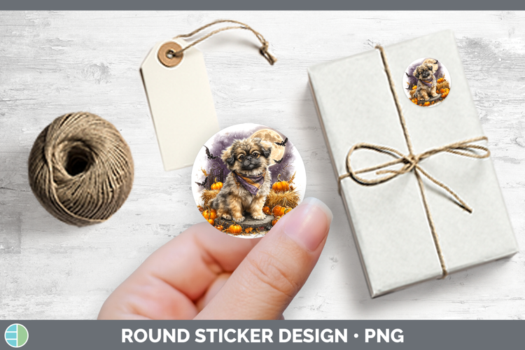 Dogs 02 Bandana Halloween Pekingese Stickers | Round Labels