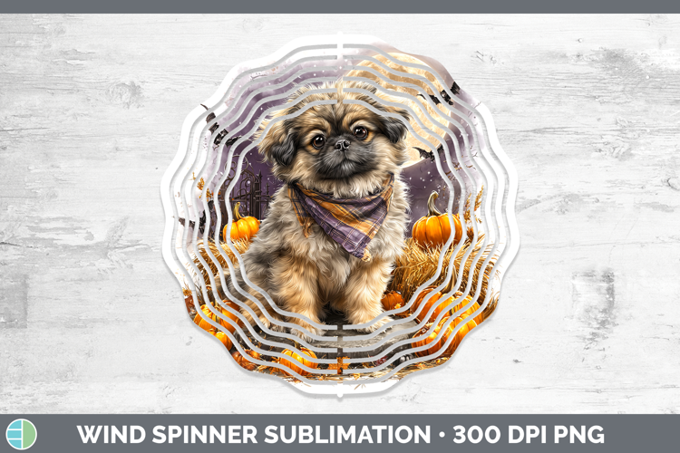 Dogs 02 Bandana Halloween Pekingese Wind Spinner Sublimation