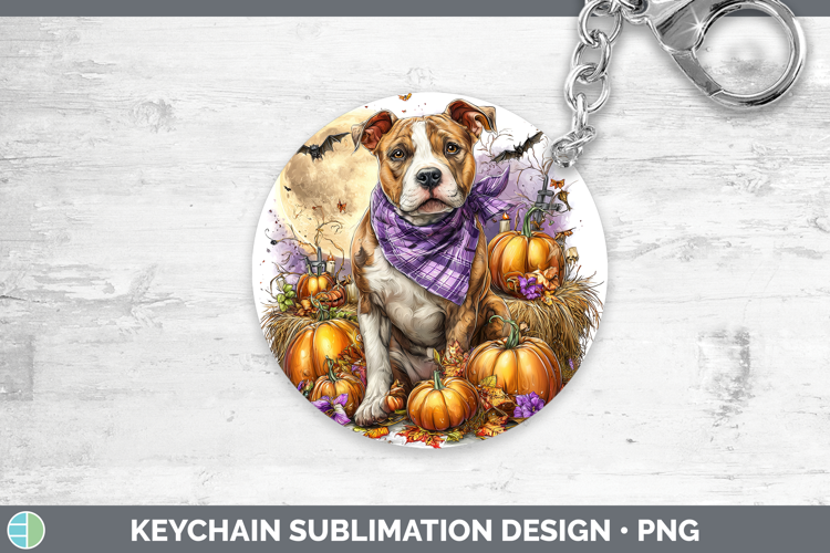 Dogs 02 Bandana Halloween Pit Bull Keychain Sublimation Keyr