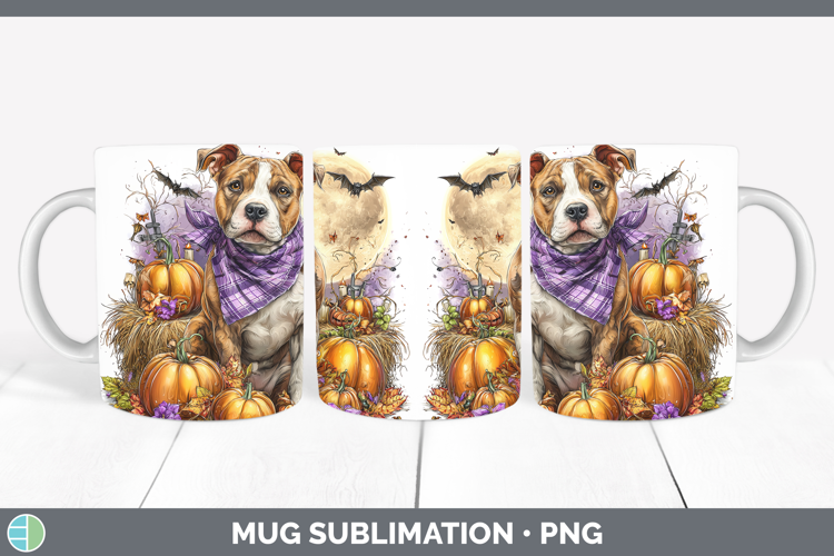 Dogs 02 Bandana Halloween Pit Bull Mug Wrap Sublimation Coff