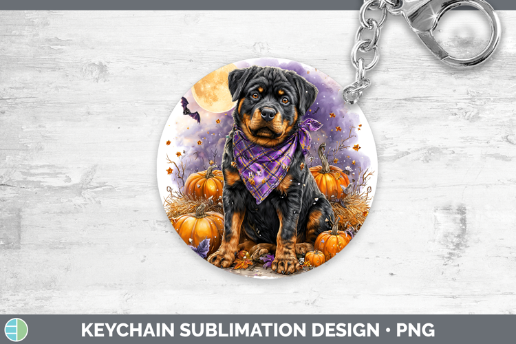 Dogs 02 Bandana Halloween Rottweiler Keychain Sublimation Ke