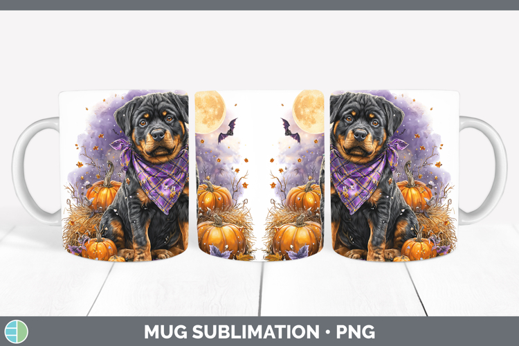 Dogs 02 Bandana Halloween Rottweiler Mug Wrap Sublimation Co