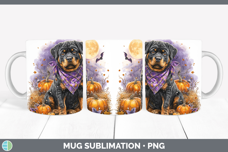 Dogs 02 Bandana Halloween Rottweiler Mug Wrap Sublimation Co