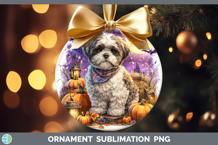 Dogs 02 Bandana Halloween Shih Tzu Ornament Sublimation Baub