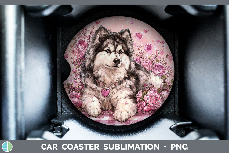 Alaskan Malamute Dogs 02 Checker Valentine Car Coaster Subli