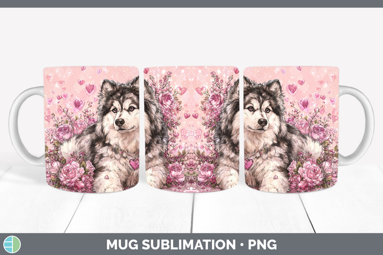 Alaskan Malamute Dogs 02 Checker Valentine Mug Wrap Sublimat