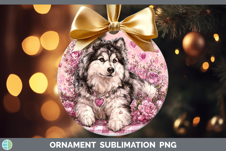 Alaskan Malamute Dogs 02 Checker Valentine Ornament Sublimat