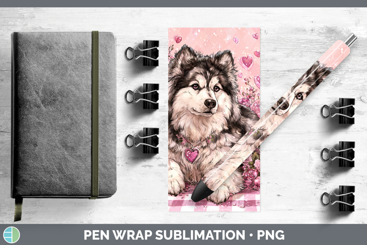 Alaskan Malamute Dogs 02 Checker Valentine Pen Wrap Sublimat