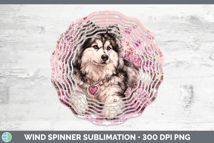 Alaskan Malamute Dogs 02 Checker Valentine Wind Spinner Subl