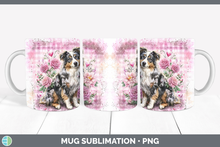 Australian Shepherd Dogs 02 Checker Valentine Mug Wrap Subli