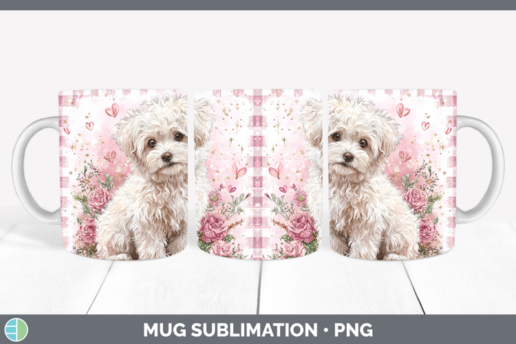 Bichon Frise Dogs 02 Checker Valentine Mug Wrap Sublimation