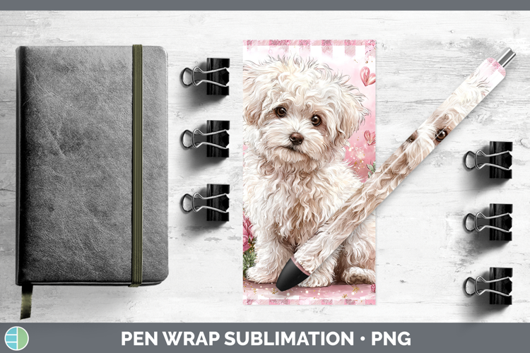 Bichon Frise Dogs 02 Checker Valentine Pen Wrap Sublimation