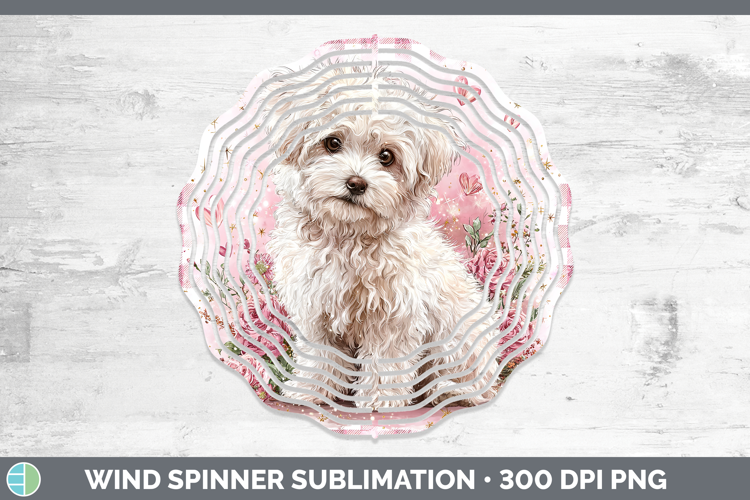 Bichon Frise Dogs 02 Checker Valentine Wind Spinner Sublimat