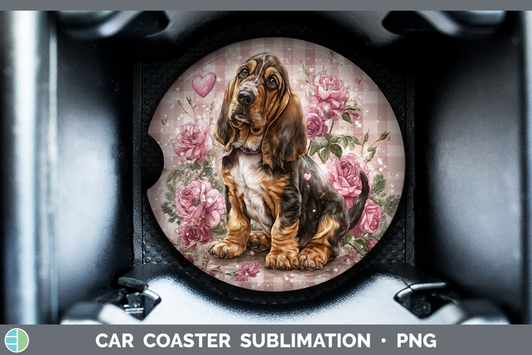 Bloodhound Dogs 02 Checker Valentine Car Coaster Sublimation