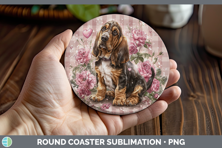 Bloodhound Dogs 02 Checker Valentine Round Coaster Sublimati