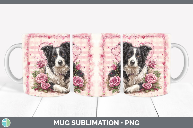 Border Collie Dogs 02 Checker Valentine Mug Wrap Sublimation