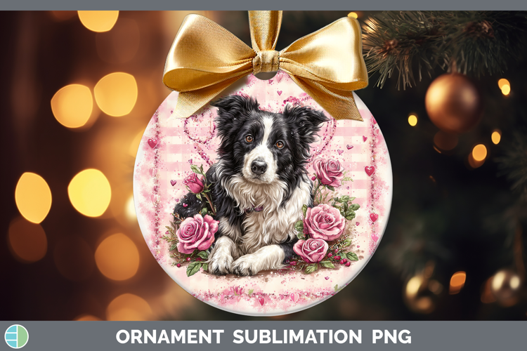 Border Collie Dogs 02 Checker Valentine Ornament Sublimation