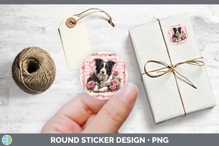 Border Collie Dogs 02 Checker Valentine Stickers Design