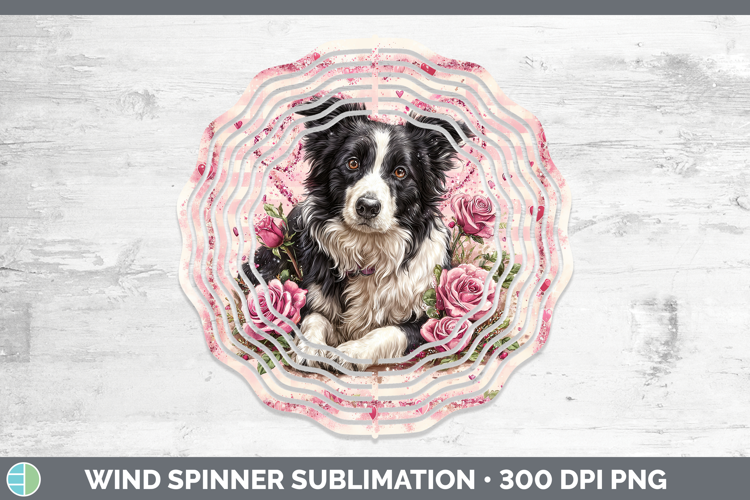 Border Collie Dogs 02 Checker Valentine Wind Spinner Sublima