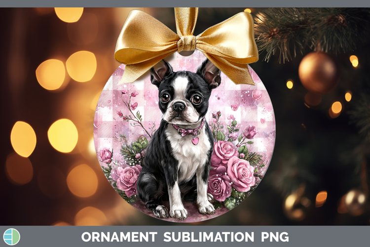 Boston Terrier Dogs 02 Checker Valentine Ornament Sublimatio