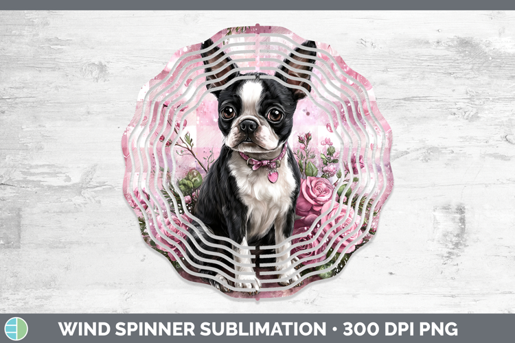 Boston Terrier Dogs 02 Checker Valentine Wind Spinner Sublim