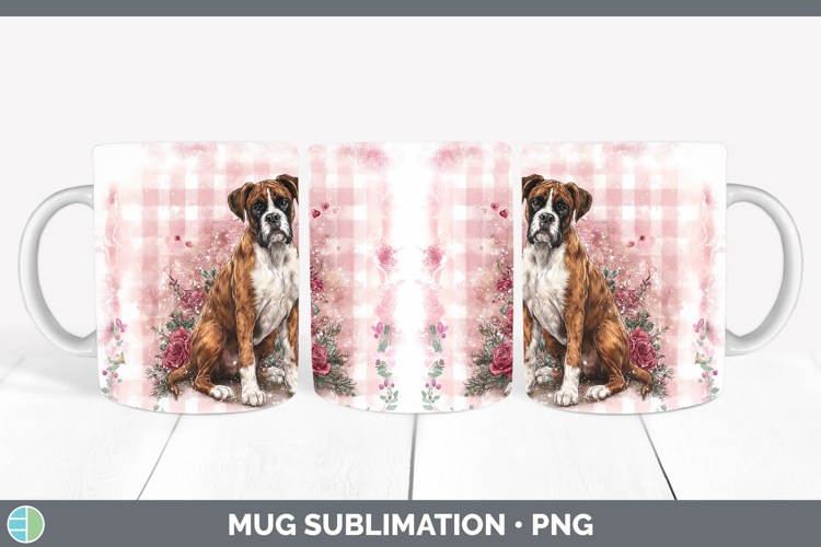 Boxer Dogs 02 Checker Valentine Mug Wrap Sublimation Design