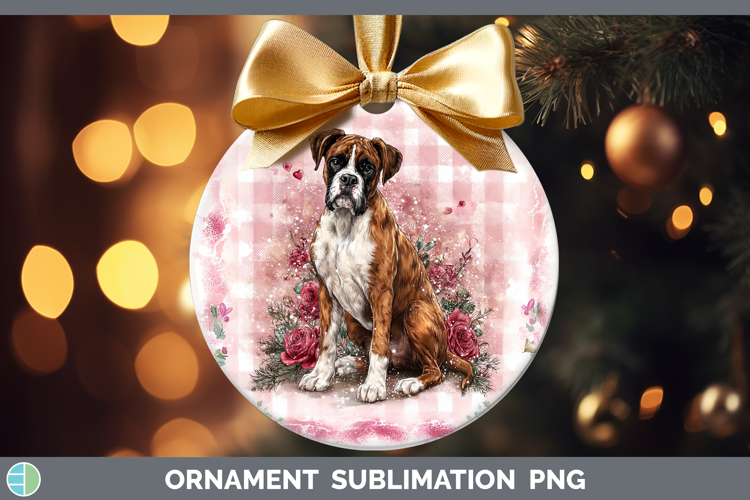 Boxer Dogs 02 Checker Valentine Ornament Sublimation Design