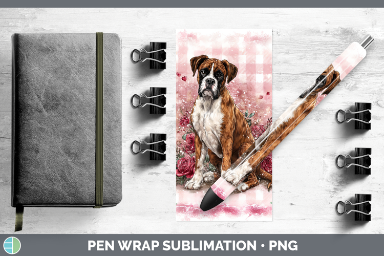 Boxer Dogs 02 Checker Valentine Pen Wrap Sublimation Design