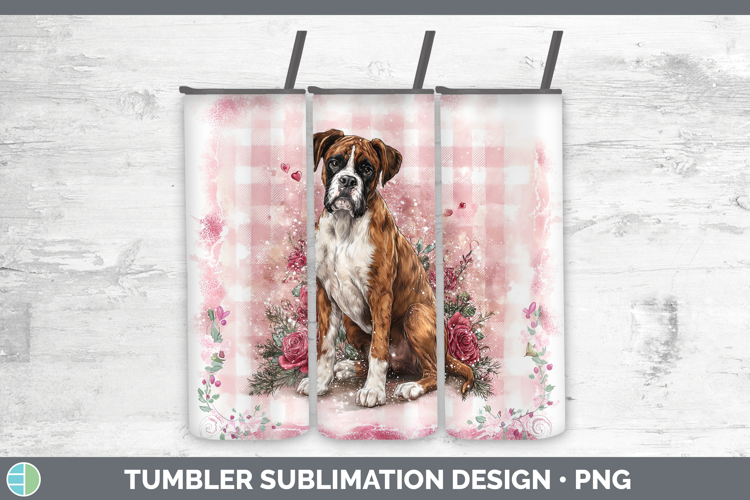 Boxer Dogs 02 Checker Valentine Tumbler Sublimation Design