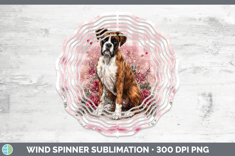 Boxer Dogs 02 Checker Valentine Wind Spinner Sublimation Des