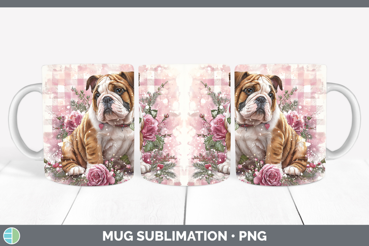 Bulldog Dogs 02 Checker Valentine Mug Wrap Sublimation Desig