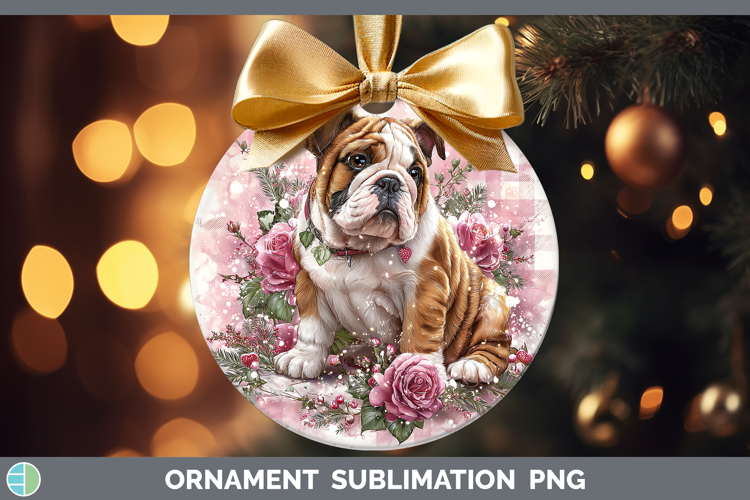 Bulldog Dogs 02 Checker Valentine Ornament Sublimation Desig