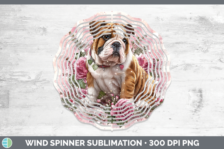 Bulldog Dogs 02 Checker Valentine Wind Spinner Sublimation D