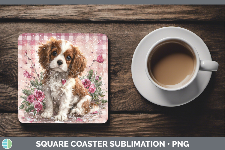 Cavalier King Charles Spaniel Dogs 02 Checker Valentine Squa