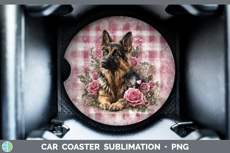 German Shepherd Dogs 02 Checker Valentine Car Coaster Sublim