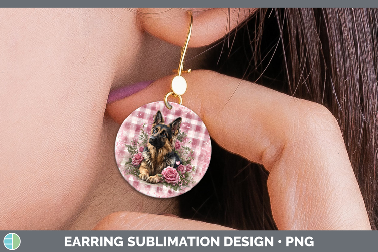 German Shepherd Dogs 02 Checker Valentine Round Earrings Sub